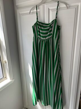 Melrose and Market Green Striped Midi Dress